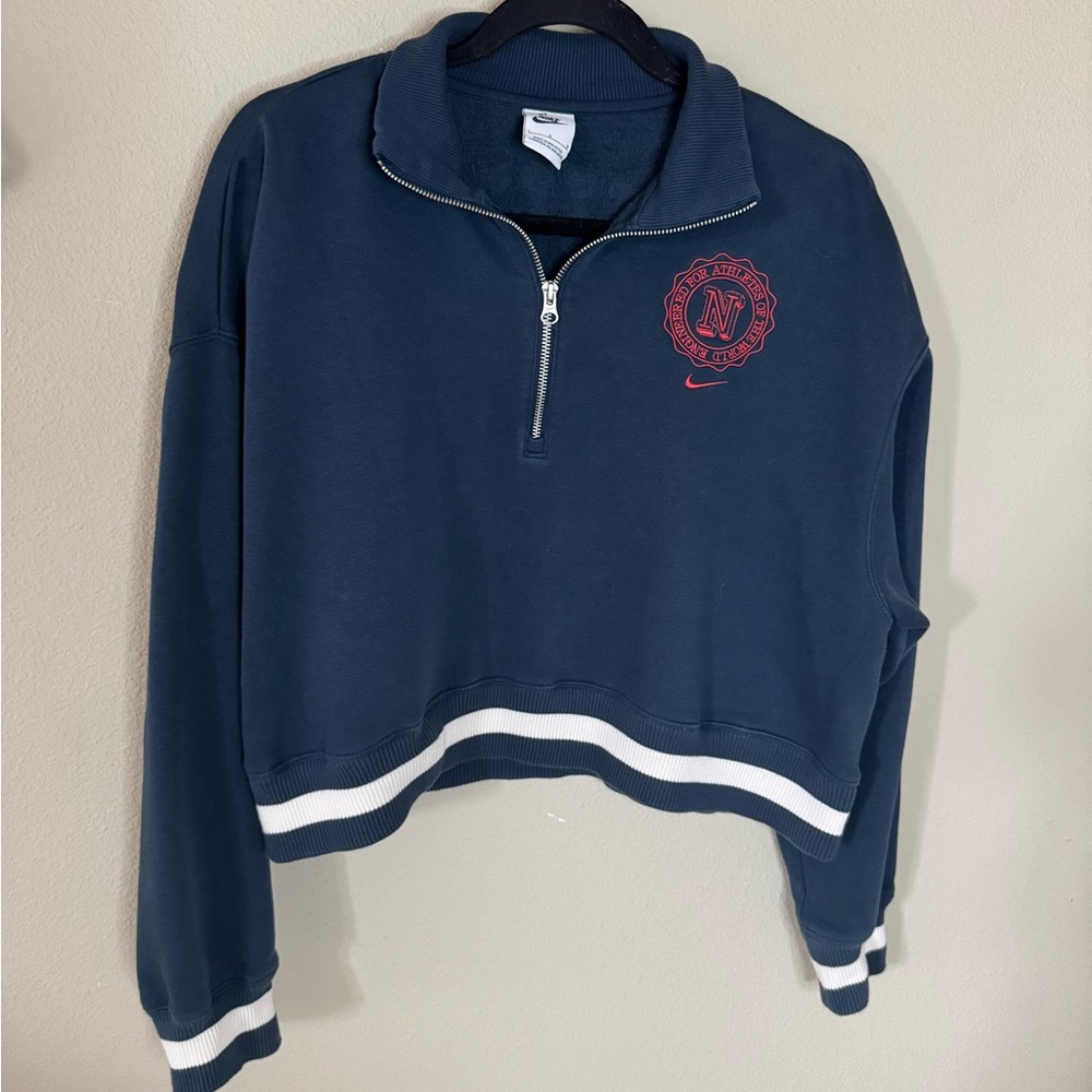 Nike Cropped Quarter Zip Varsity Sweatshirt Large